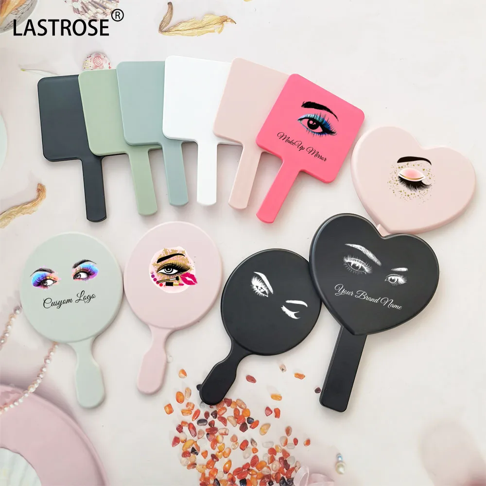 Custom Handheld Mirror Square Heart Shape Mirror Wholesale Eyelash