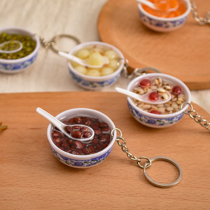 Производители пятно ПВХ минимодель игрушка кулон Творческий синий и белый фарфор чаша цепочка для ключей аксессуары