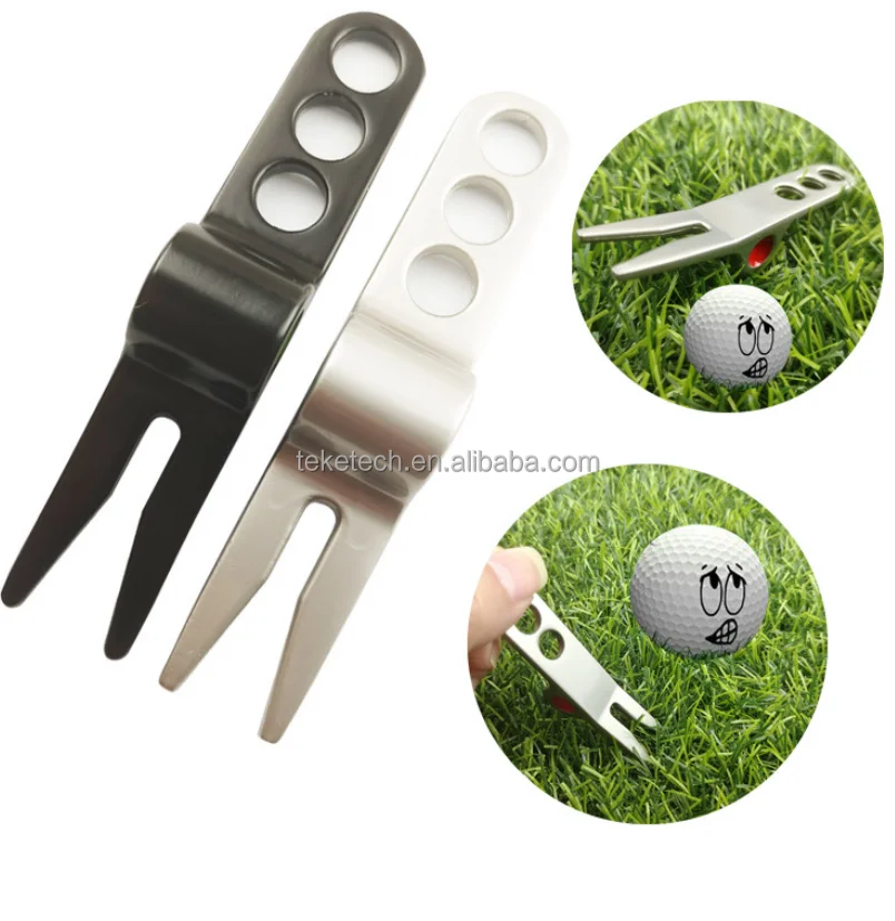 ゴルフアクセサリーディボット修理ツールスイッチブレード刻印ボールマーカーゴルフピッチフォークポップアップボタン折りたたみ式カスタムディボット