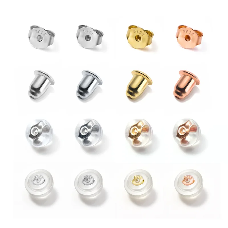 100 PCS - Sterling Silver Earring Backs, Medium Butterfly Clutch,  Replacement Earring Backs Sterling Silver 925