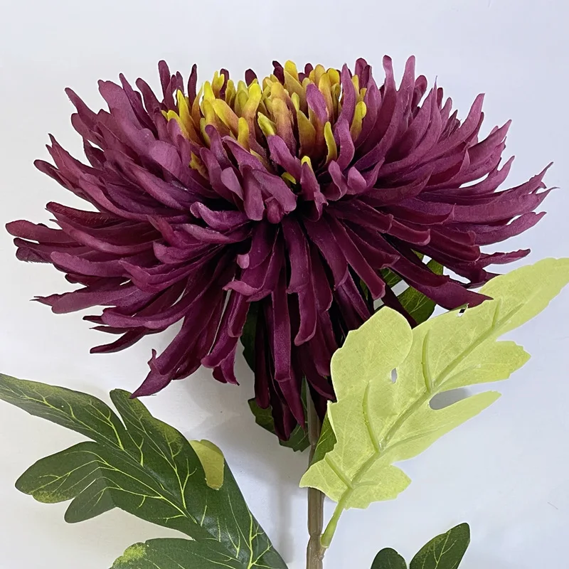 O-X548 Crisantemo Artificiale a Stelo Singolo all'Ingrosso, Fiori di Seta per Funerali, Crisantemo Gigante Grande