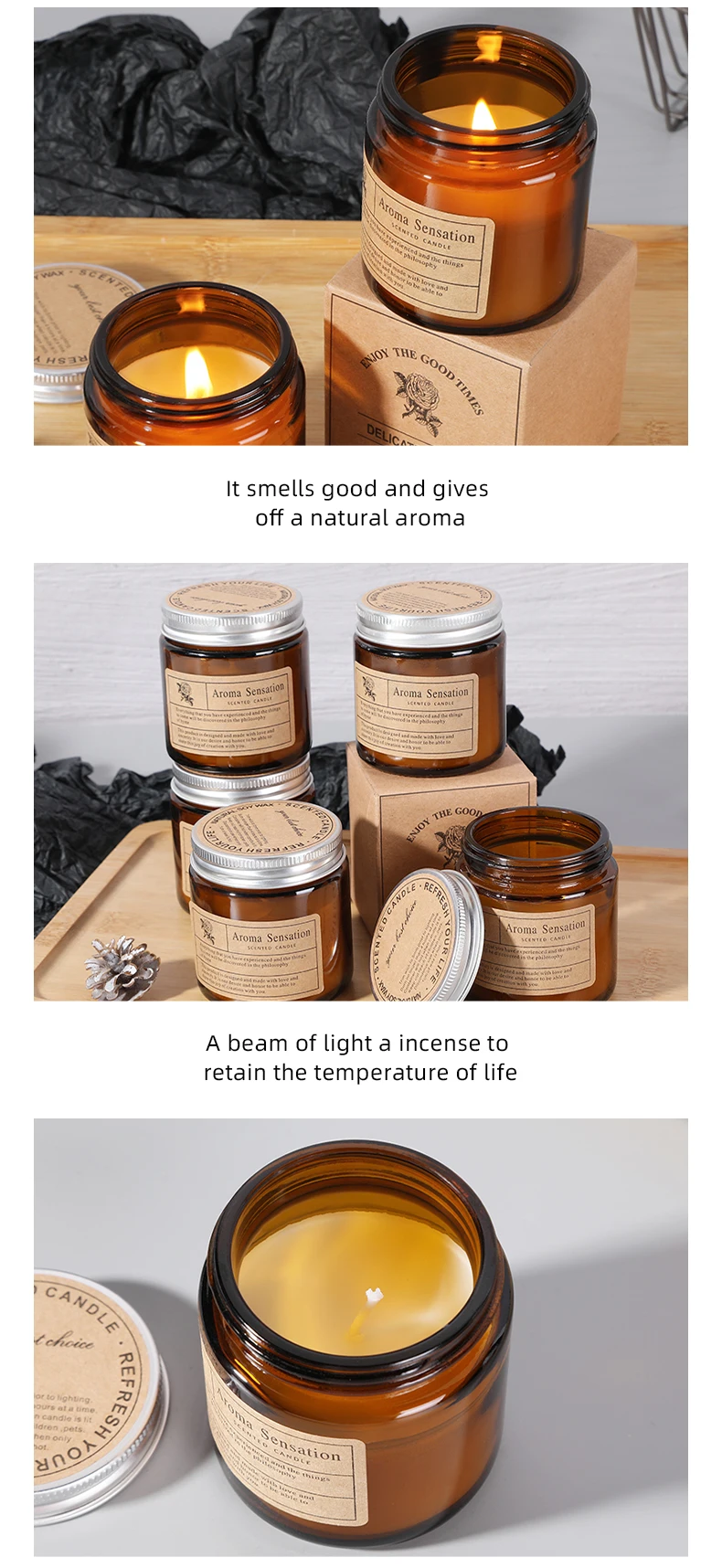 Wholesale Soy Candle For Birthday Gift Home Scented Amber Jar Candles