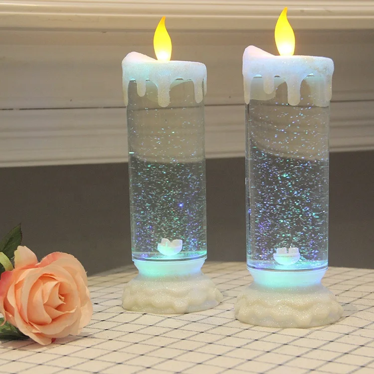 Christmas Color Changing Battery Operated Swirl Glitter LED Candle