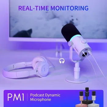 FEELWORLD PM1 USB Microphone for Live Streaming, Factory Price, Includes Metal Stand and XLR Cable, Multi-Function Key detail image