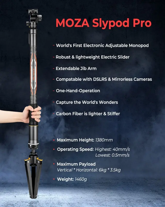 Moza Slypod Pro Motorized 3-in-1 Monopod Tripod Slider For Dslr Camera  Gimbal Stabilizer - Buy Moza Slypod Pro,Motorized 3-in-1 Monopod  Slider,4-axis