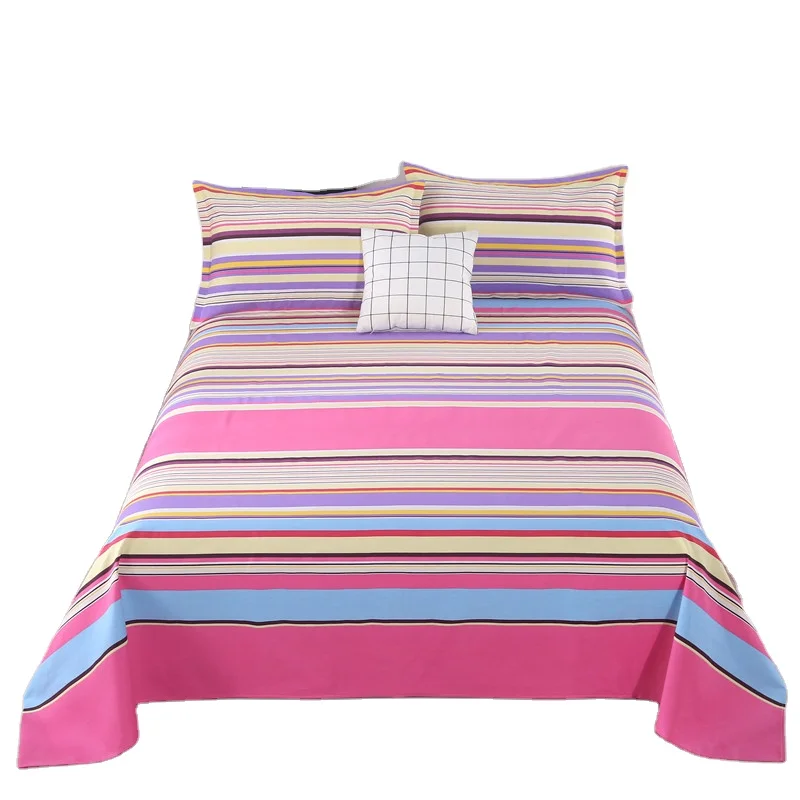 Washable Linen 300 Thread Count 100% Cotton Flat Sheet Pillowcases Queen Sheet Flat Bed Sheets Wholesale for Deep Sleeping