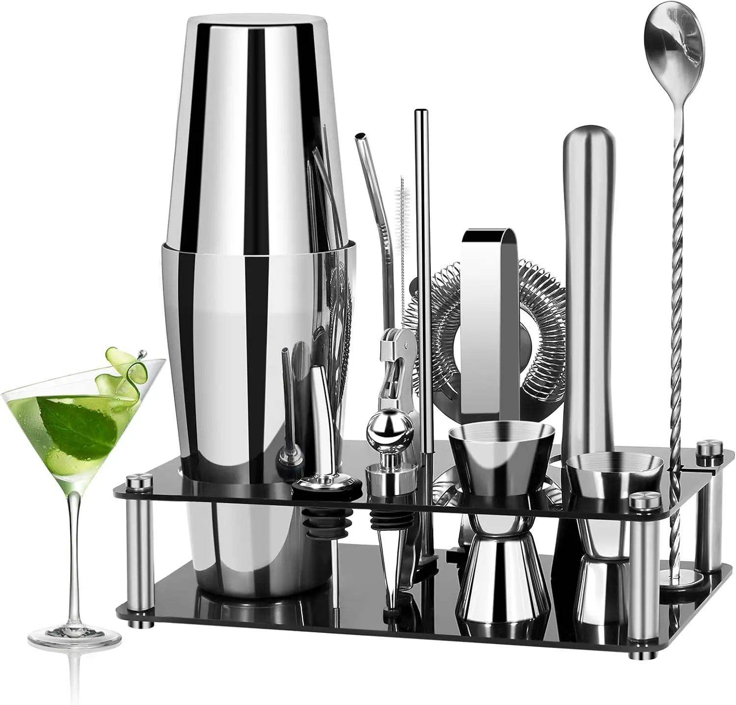 Creation Factory Making Barware Bar Tools Set Boston Stainless Steel Kit Bartender Shaker Cocktail Set 700ml+600ml Capacity with Custom Logo