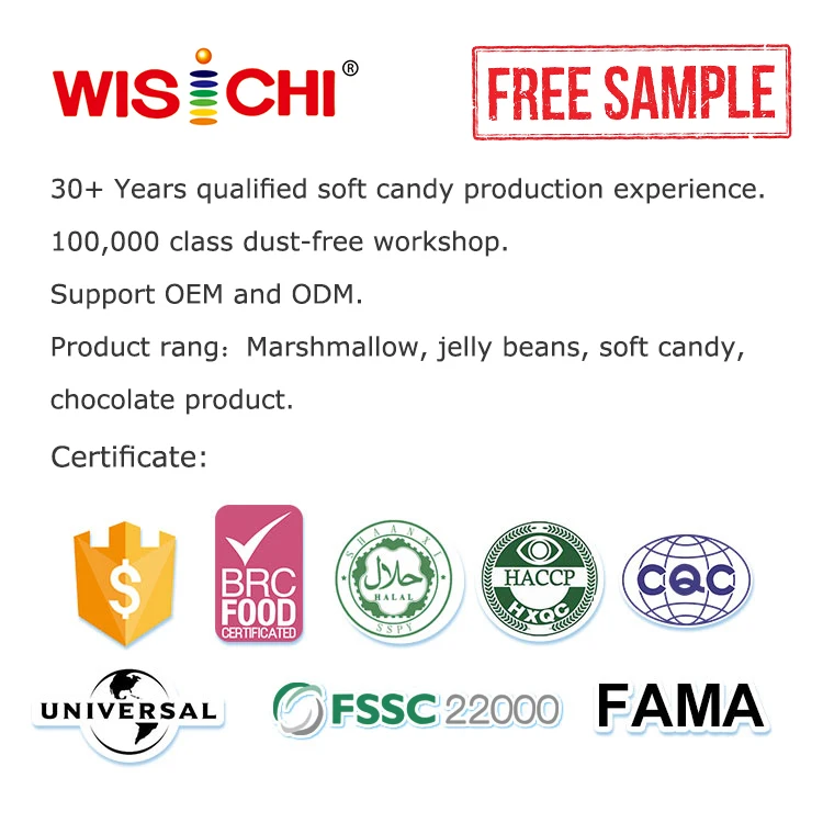 Free Sample WISICHI Healthy Candy Direct Sale OEM Candy Halal High Tempertuare Resistance Candy