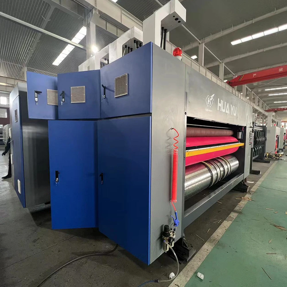 HUAYU SERIES Vacuum Transfer Fully Automatic Lead Feeder Flexo Three Color Printing Slotting Die Cutting Machine