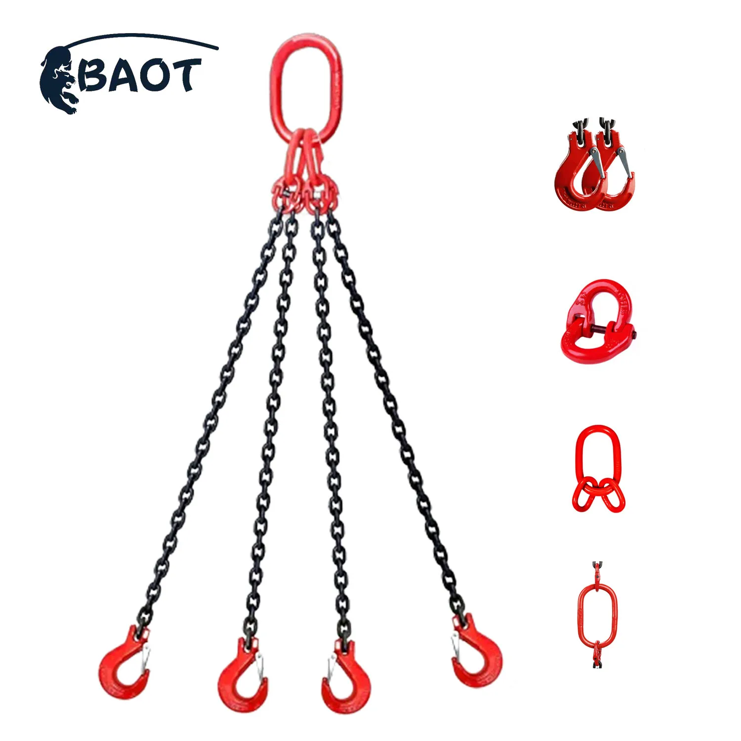 Chain Slings for Engine Hoist 4 Leg Industrial Grab Hook Heavy Duty Lifting  Chains Sling, image size:1500x1500