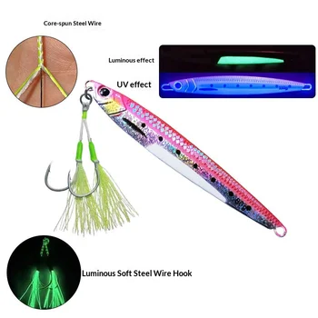 Bestseller Slow-Rolling Iron Plate Luminous Lead UV 3D Printed Artificial Hard Bait Hooks for Sea Fishing Boat Spanish – Hard Lure – view 5