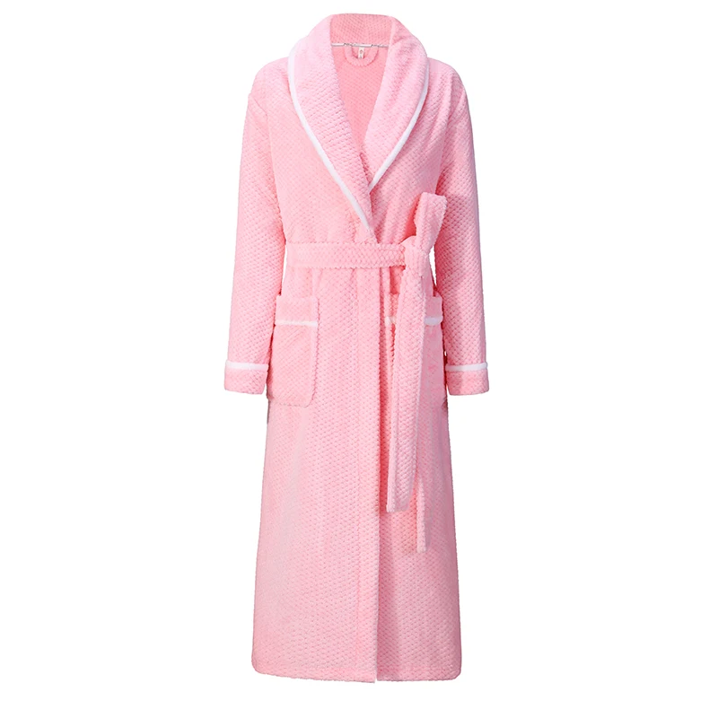 Couple Flannel Nightgown Plus Size Long Robe Men's Loose Casual Kimono Women's Thickened Warm Sleepwear Home Clothes
