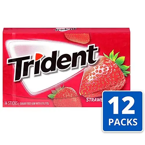 Trident клубника твист сахарная резинка, Сделано с ксилитолом 12 упаковок 14 штук