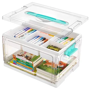 Multi-Functional Portable Medicine Cosmetics Organizer Box Handmade Storage Bins Partitioned Stationery for Home