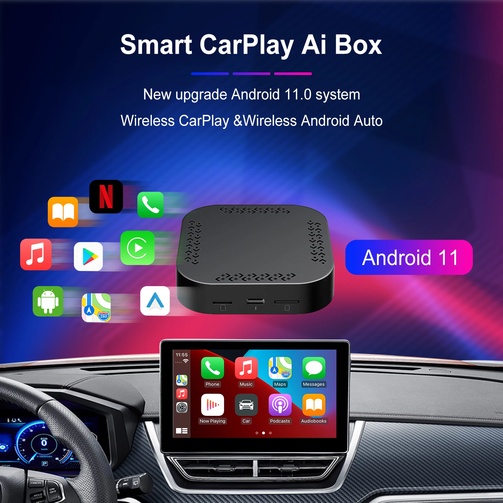 Multifunction Smart Carplay Box Universal Carplay Android Ai Box Wired