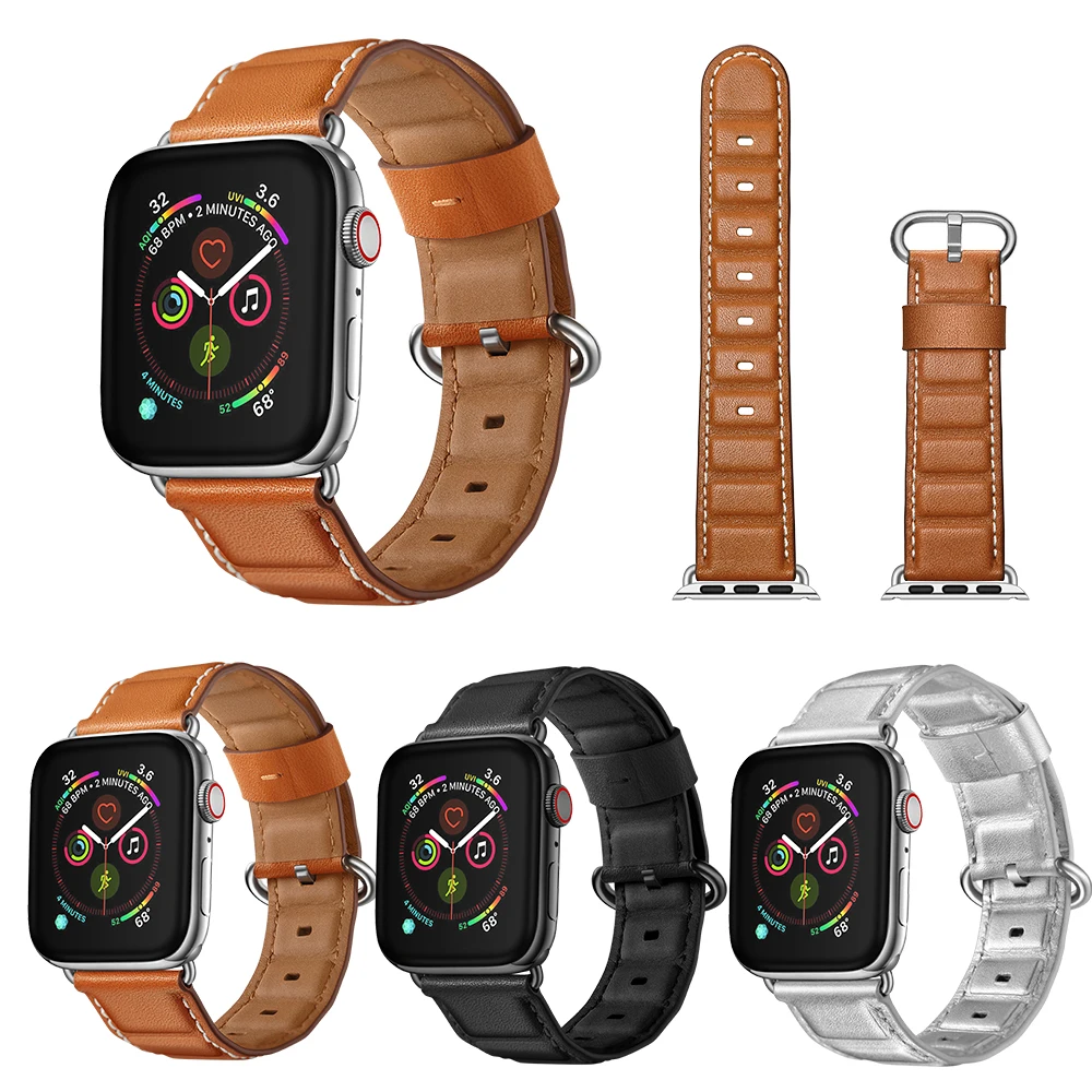 Newest Genuine Leather Watchbands For Iwatch Series Wrist Straps Bamboo  Style Watch Band For Apple Watch Series 5 4 3 2 1 - Buy For Iwatch Bamboo  Style Genuine Leather Watch Band,Bamboo