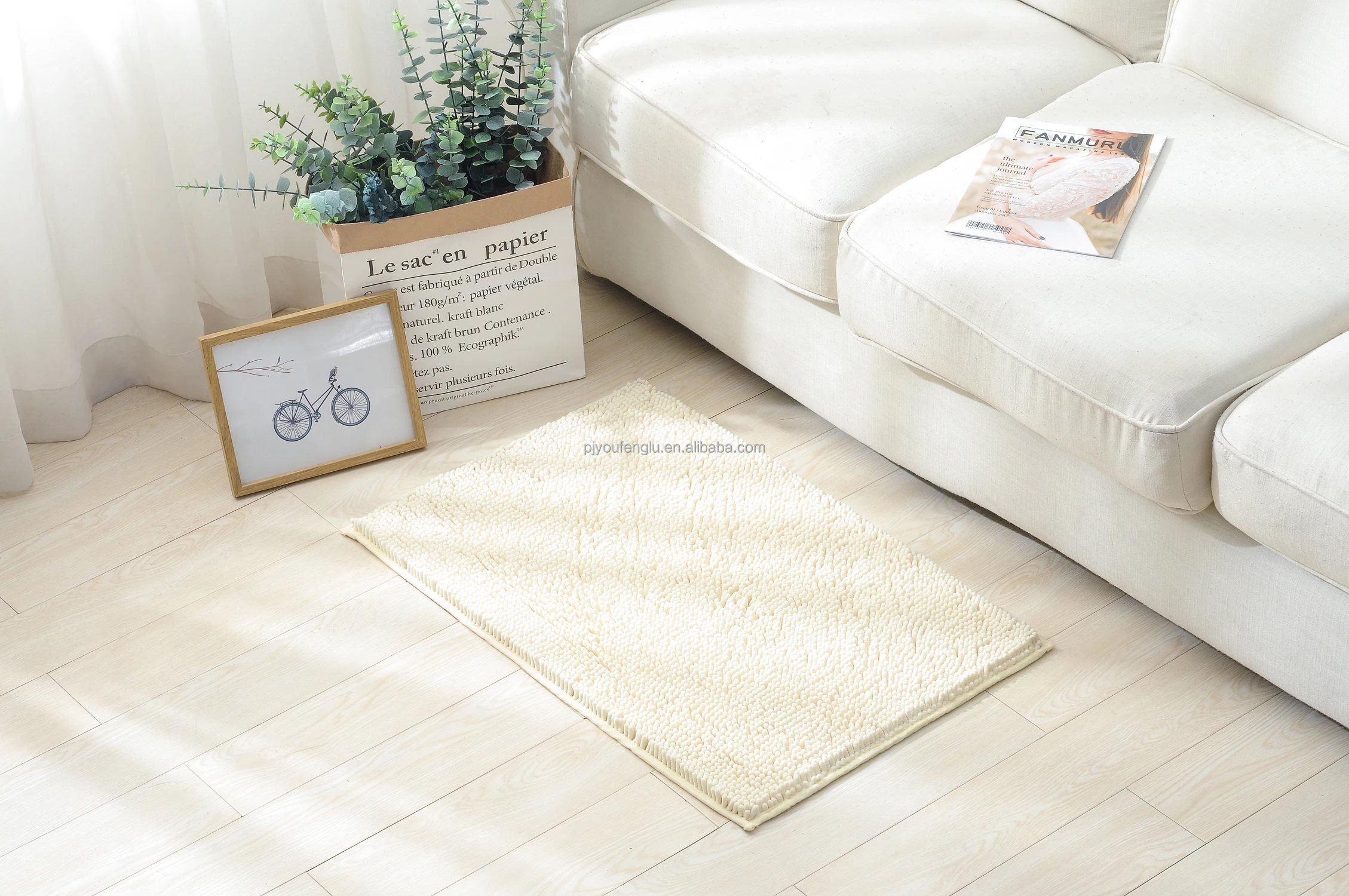  bathroom bath mat, thick soft Chenille floor mat, non-slip shower mat, super absorbable door mat manufacture