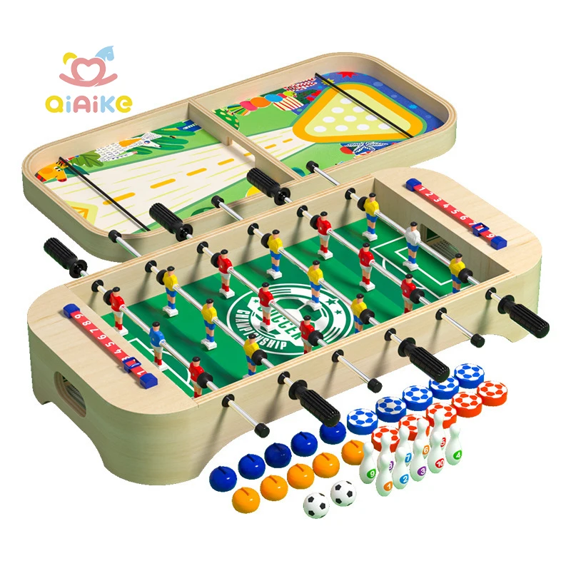 Indoor Portable Wooden Mini Football Game for Kid and Adult Multi-functional Party Entertainment Two Player Desktop Soccer Game