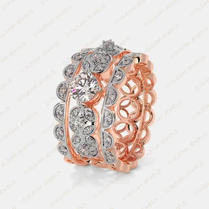 IGI Certified 14K Solid Gold Unisex Moissanite Diamond Eternity Band Ring 15 Stones 3.75ct VS1-VS2 Prong Set Ethnic Wedding