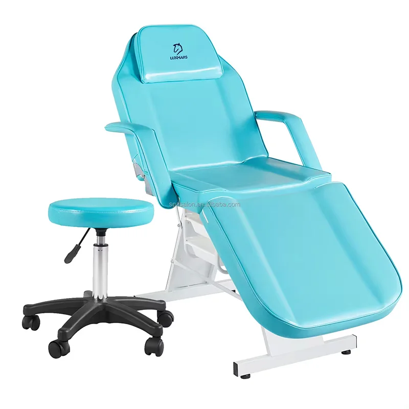 Professional Manual Height-adjustable Leg and Head Massage Bed With Customizable Colors and Two Storage Compartments