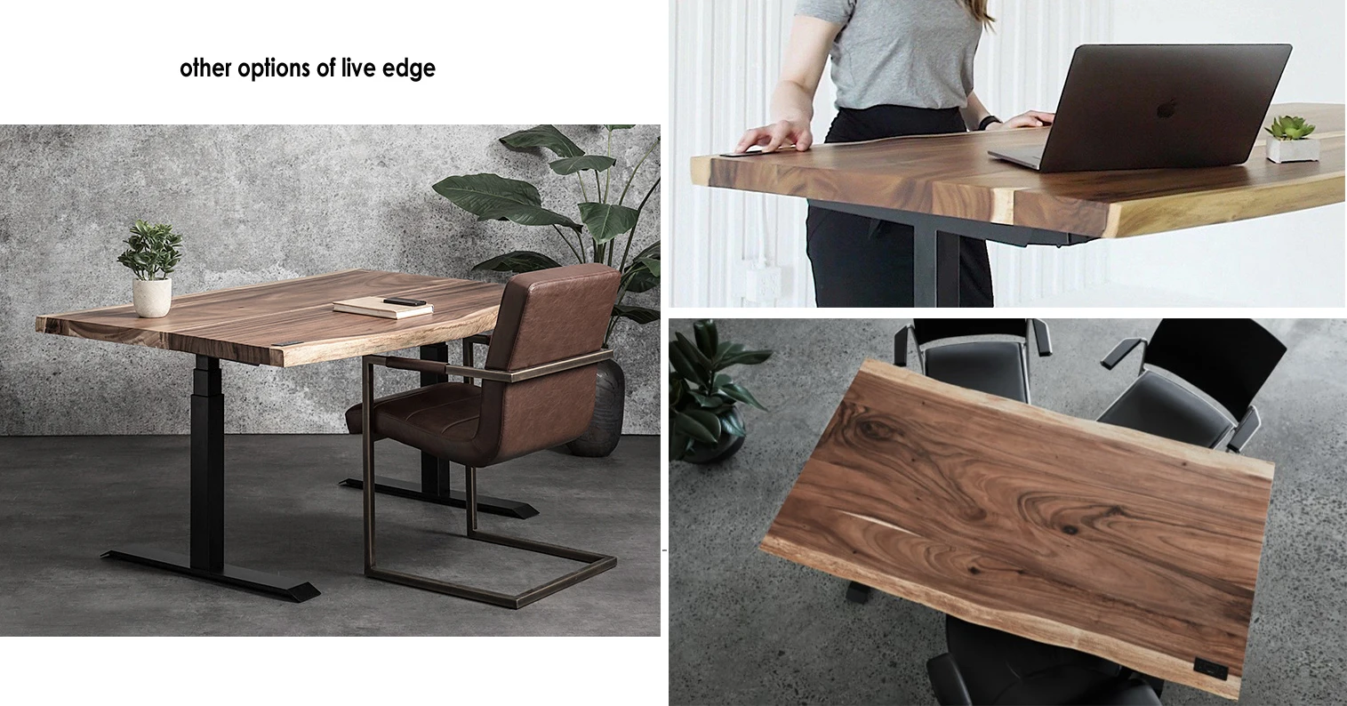 Dual Motor Adjustable Height Live Edge Solid Wood Standing Desk Buy