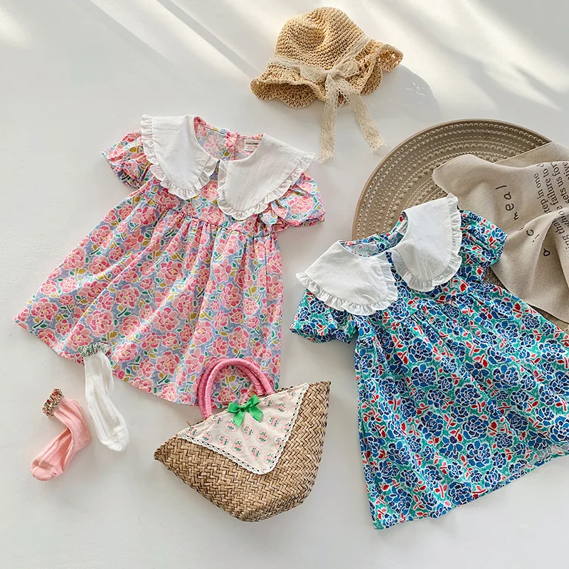 2023 Flower Girls Kids Summer Normal Frock Design Cotton Baby Dress