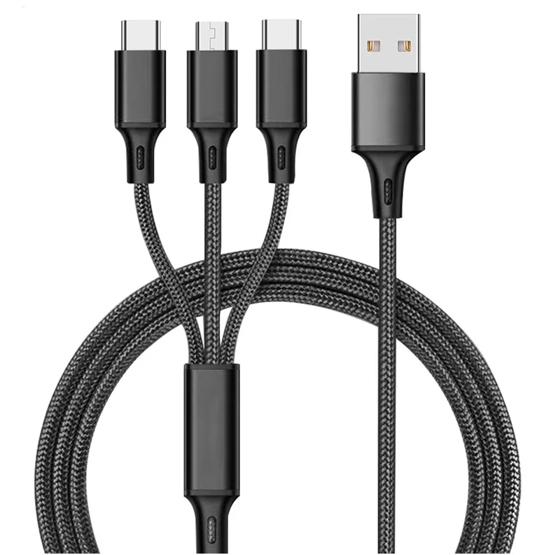 3in1 USB Cable for IPhone Fast Charger Charging Cable for Xiaomi Huawei Samsung Micro USB Phone Type C Charger Wire for IPad