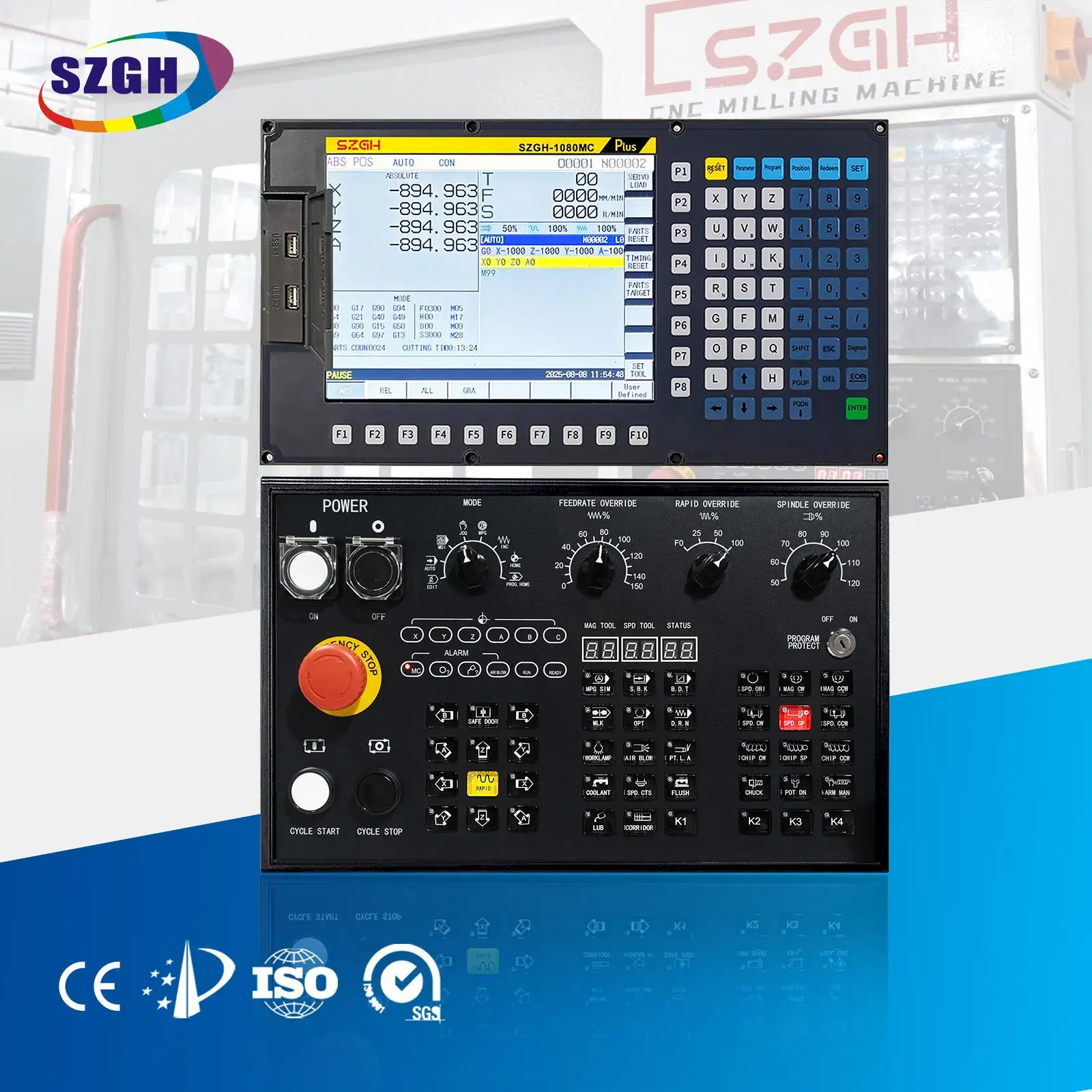 New Type SZGH CNC Controller 3 Axis Milling 10 Inch Display CNC