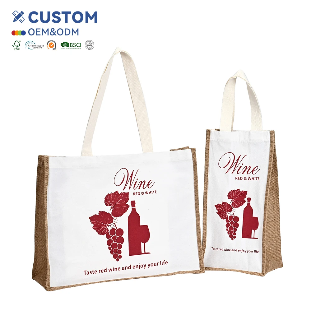 Custom Linen Jute Tote Grocery Shopping Backpack Fashionable Zipper Closure with Cotton Handle Reusable & Logo Printed for Gift details