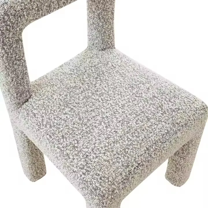 Dining Chair Pine Wood Frame and Cream Boucle Fabric With Sponge Cushion Cream Dining Chairs