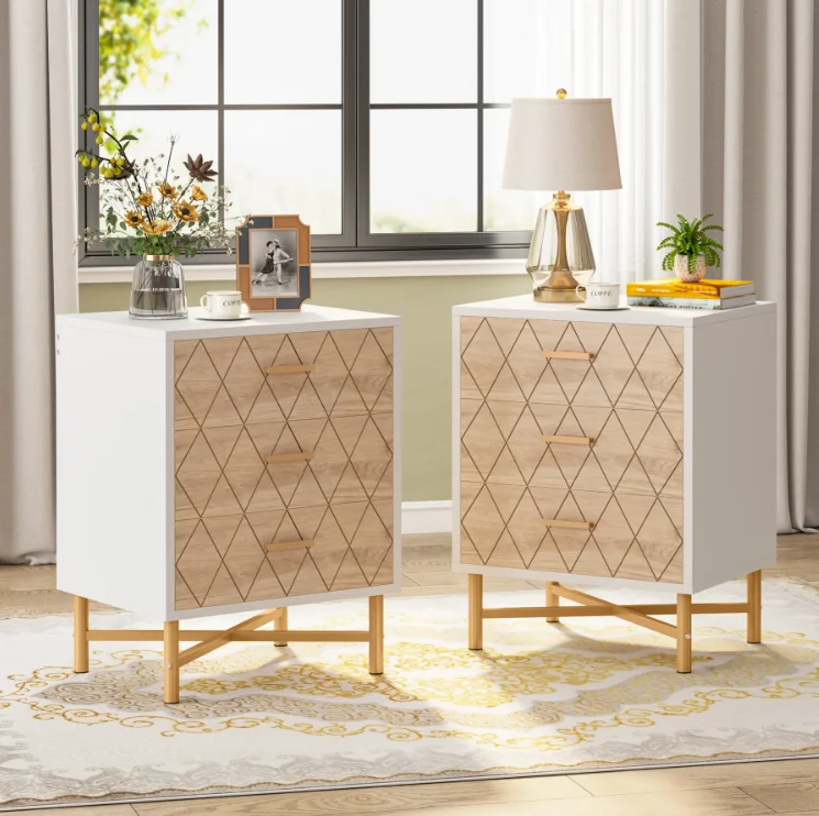 Picture of Modern Minimalist Smart Nightstand With Charging Station Luxury Beside ...