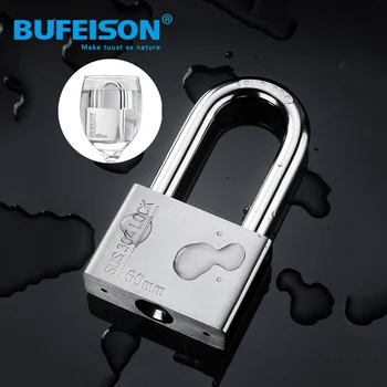 304 Stainless Steel Padlock Outdoor Lock Head Waterproof Rust Proof Open Independent Lock Warehouse Anti Pry Door Lock Anti