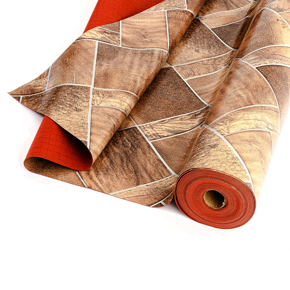 Wood Like PVC Linoleum Vinyl Flooring  Roll on Concrete