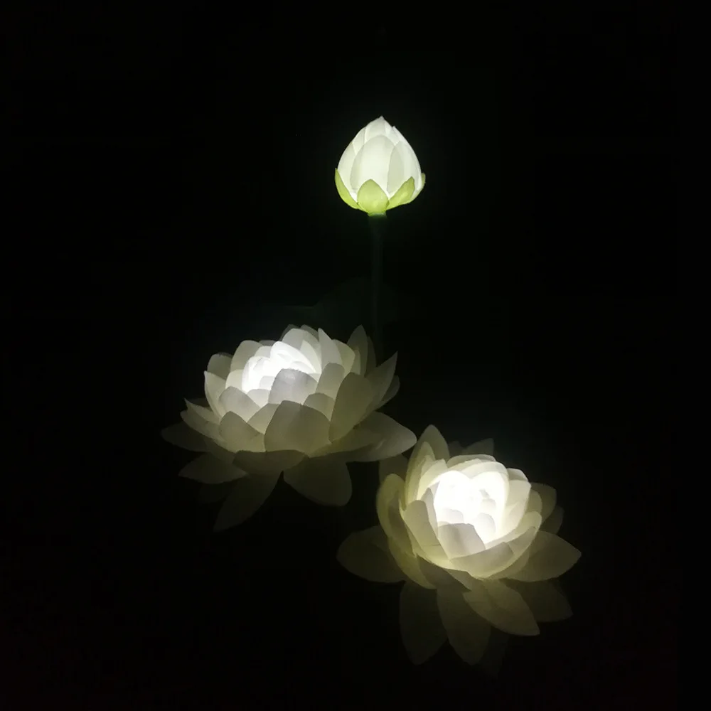 Garden Light Multicolor Changing Solar Powered Fountain Pond Pathway Light Outdoor Landscape Path Lawn Lotus Flower Lamp