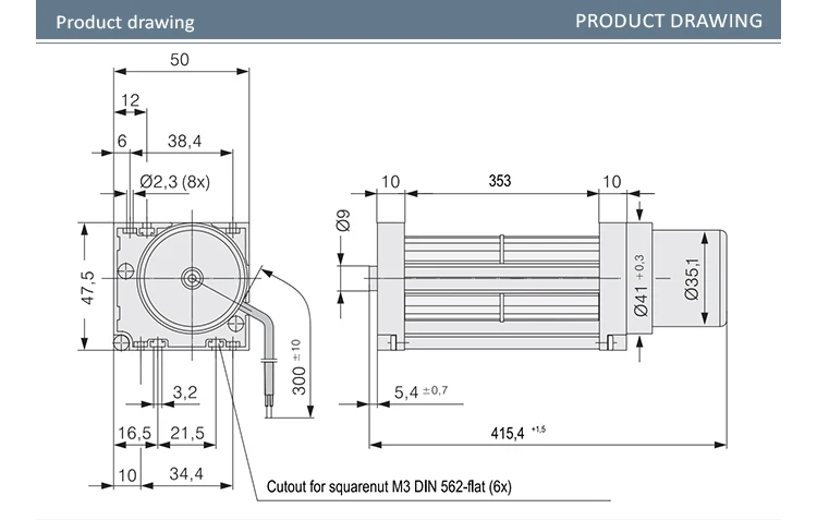 Cross Flow Fan, QG030-353/14, 24VDC, 9.6W, 3850RPM - detail 6