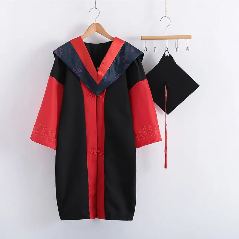 Wholesale Custom Color Matte Gown High School Uniforms University Ceremony Classic Doctoral Graduation Gown and Cap Tassel