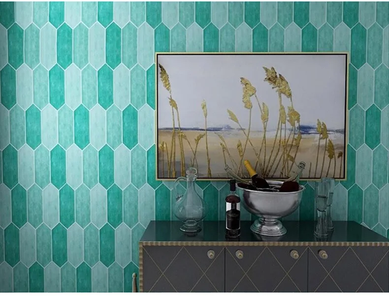 New design Hand-made Art Tile Long hexagon mosaic with green Mosaic tiles For Bathroom Kitchen supplier