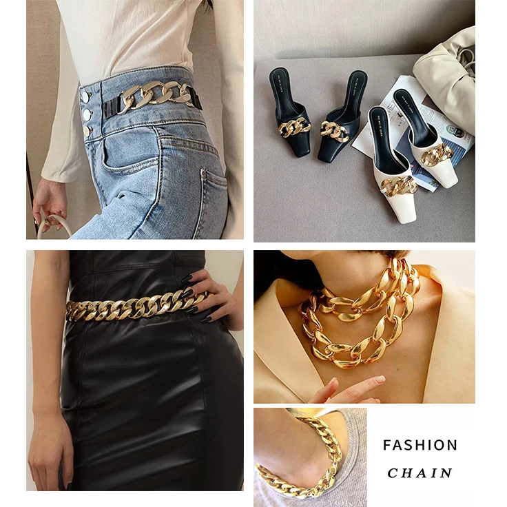 Acrylic Chain Buckle Elastic Waisted Belt Acrylic Chain Buckle Elastic Waisted Belt | eBay main image 3