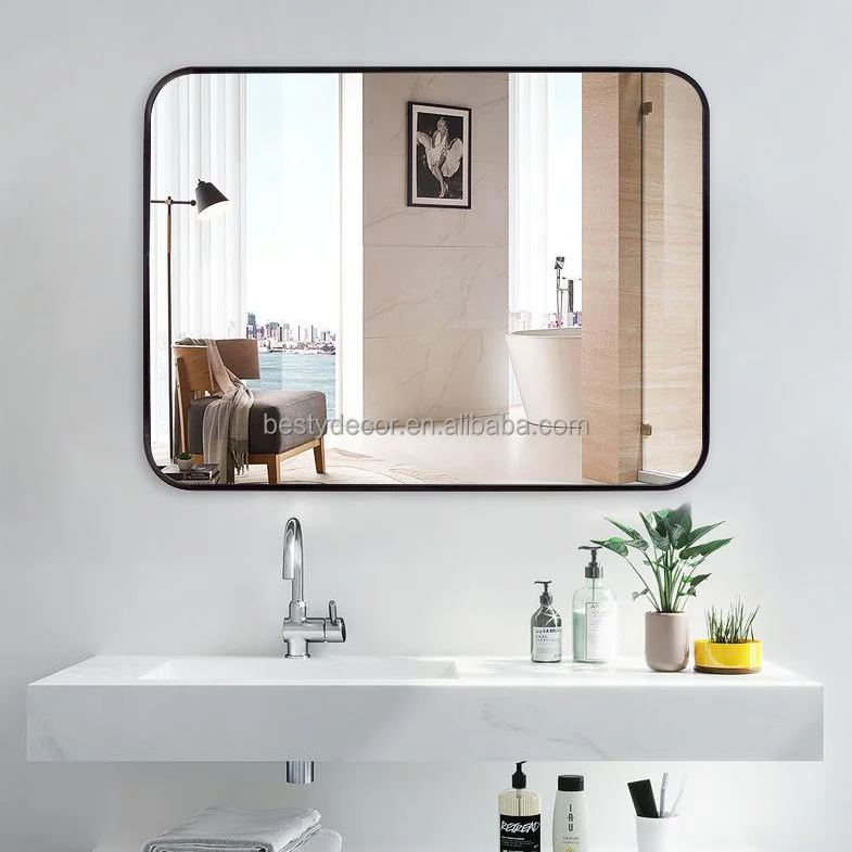 Luxury Full Length Mirror Decorative Rectangle Wall Gold Aluminum Alloy