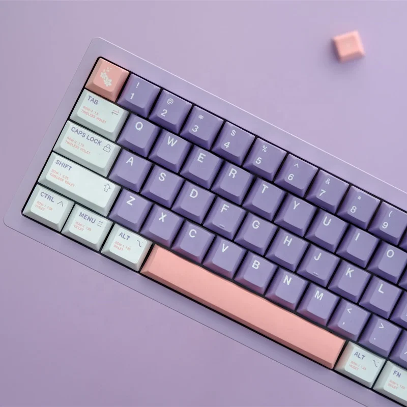 Cherry Profile Lilac Theme Keycap Sublimation PBT Keycaps 129 Keys for MX Switch Mechanical Keyboard 104/68/87/98
