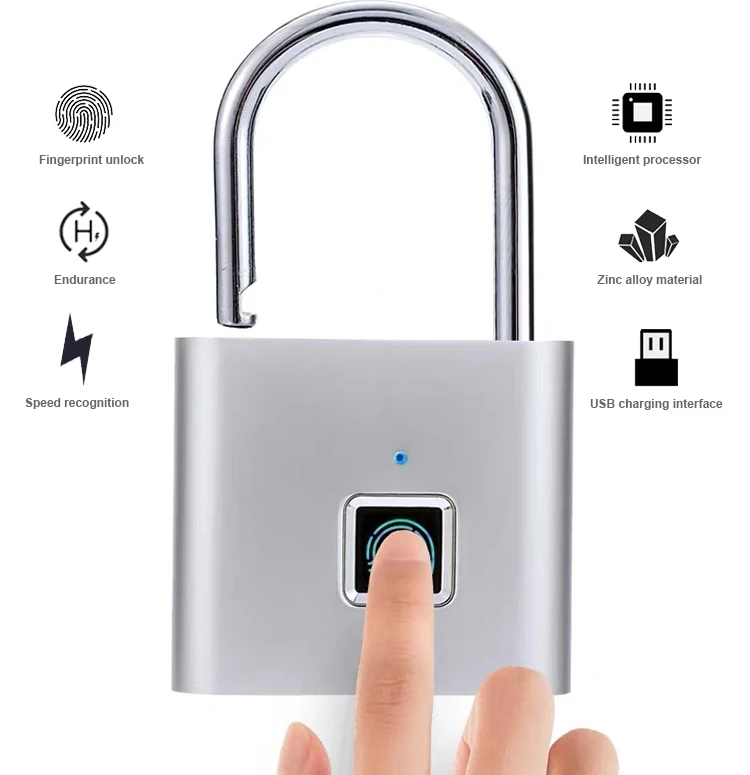 Biometric Fingerprint Bike Car Bag Luggage Lock USB Charge Digital