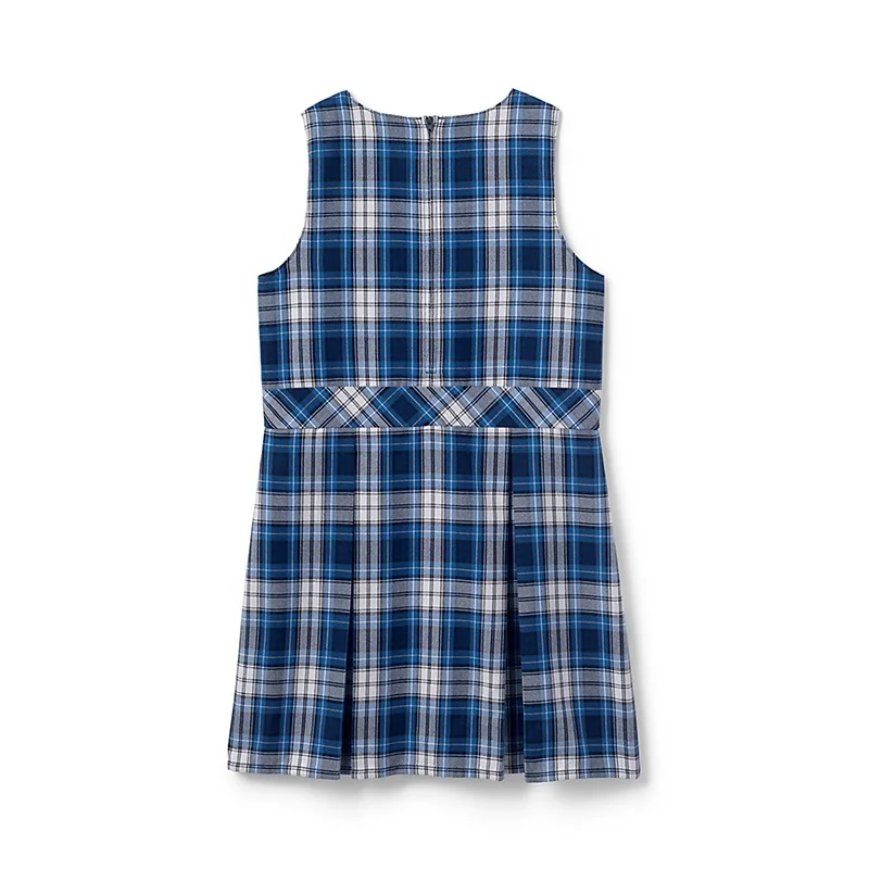 blue plaid uniform dress School Uniform Girls Plaid Jumper Top of Knee