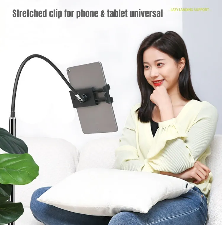 Adjustable 135cm Floor Gooseneck Tablet Smartphone Bed Stand Mobile Phone Holder
