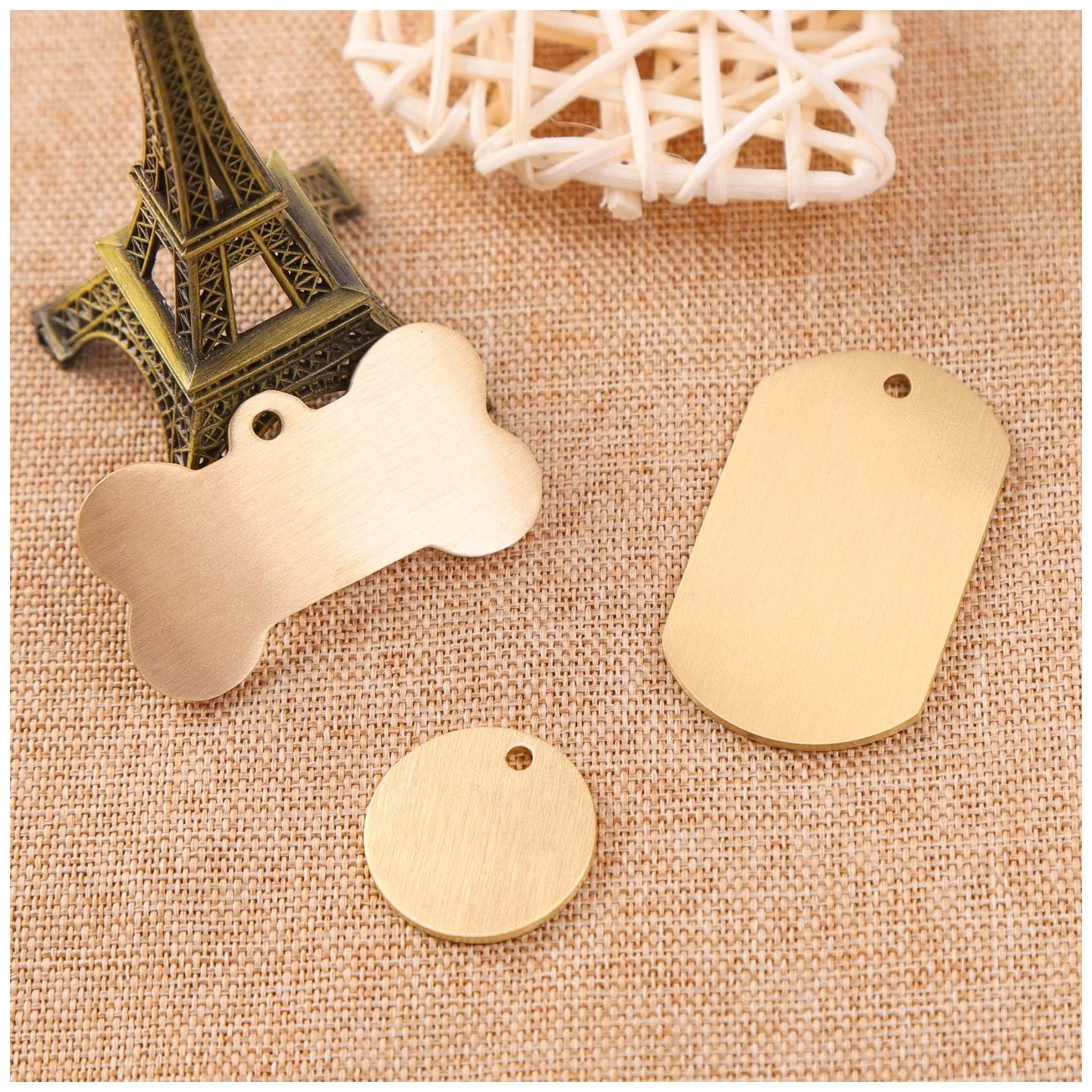 Удостоверения личности на заказ, не потерянные круглые кости, лазерный логотип, пустые латунные Жетоны для собак