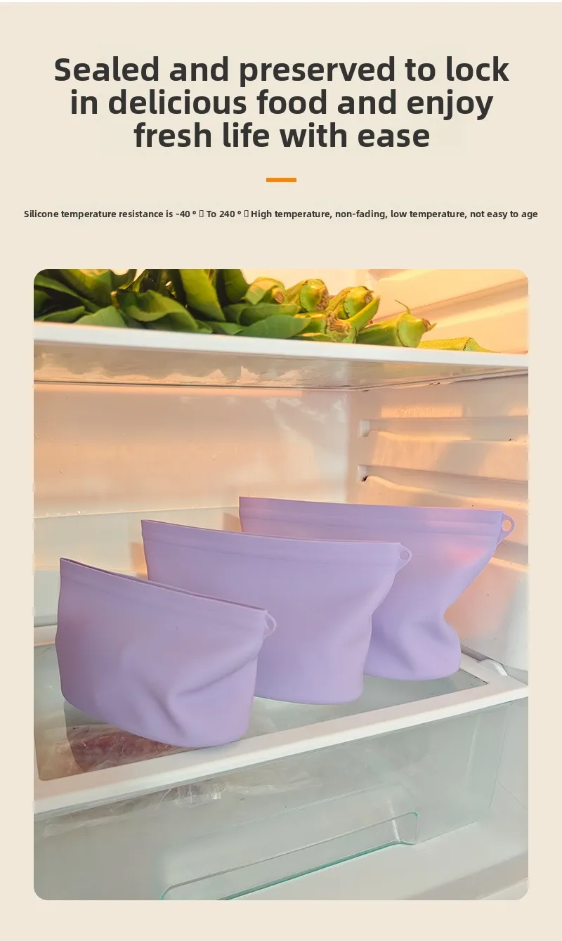 Portable Food-Grade Silicone Bags Microwaveable & for Fresh-Keeping Sorting & Travel Packaging Storage manufacture