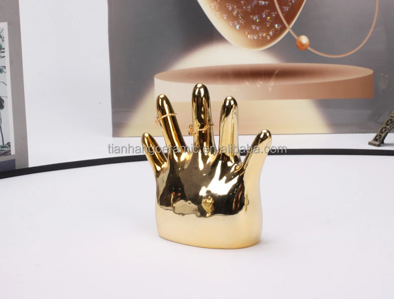 High Luxury Variously Golden Hand shaped Tray Holders Ceramic Jewelry Tray Ring Dish For Hotel Bedroom Decors.jpg