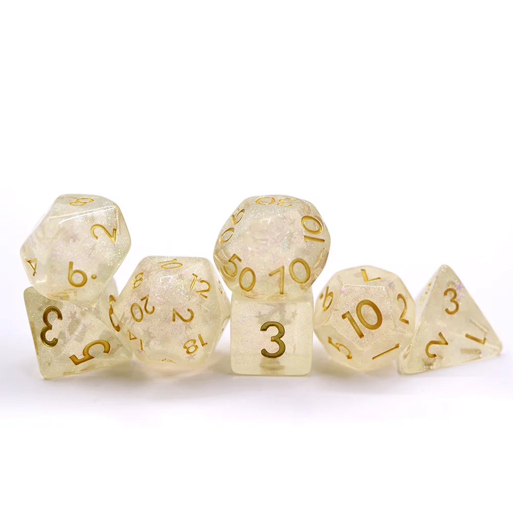 7-Pack 20-Sided Polyhedral Clear Resin Dice Set Low MOQ D20 for DND RPG Table Game