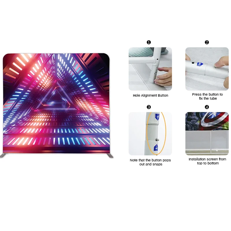 Factory Custom 10ft Fabric Tension Backdrop Stand Pattern Tension Pillowcase Fabric Photo Booth Backdrop