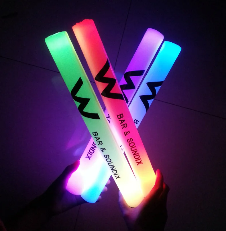 Custom LED Glow Foam Stick Cheap Led Baton Stick Foam Night Run Use Flashing Light up Cheering Stick Led Foam Baton
