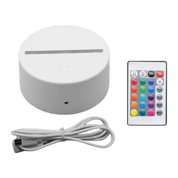 Wholesale Price LED Lamp Base Table 3D Night Light Base Round with Remote Control USB Cable 16 Colors Light Display Stand